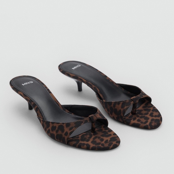 Mango Shoes - MANGO Leopard Print Kitten Heel Thong Sandals Slip On US 9 EURO 40 New